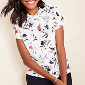 NWT! Ann Taylor Floral Tie-Neck Blouse, Small
